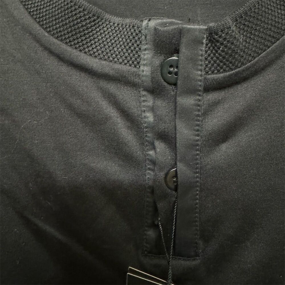 Murano Men's Slim Fit Henley T-Shirt Black Short Sleeve Medium - Picture 5 of 7